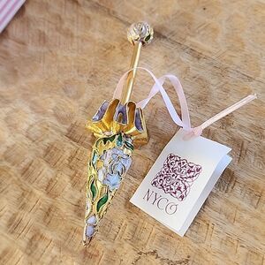 Cloissone Pink Parasol Coquette Ornament